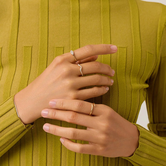 Molten Snow Fine Diamond Stacking Ring | 14k Solid Gold/Diamond Rings Missoma 