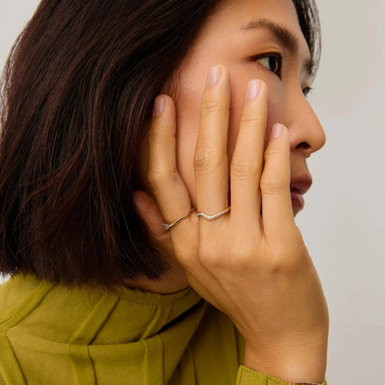 Molten Snow Fine Diamond Stacking Ring | 14k Solid Gold/Diamond Rings Missoma 