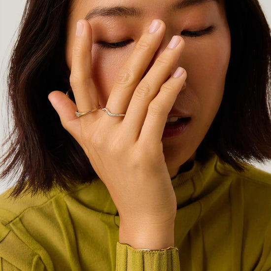 Molten Snow Fine Diamond Stacking Ring | 14k Solid Gold/Diamond Rings Missoma 