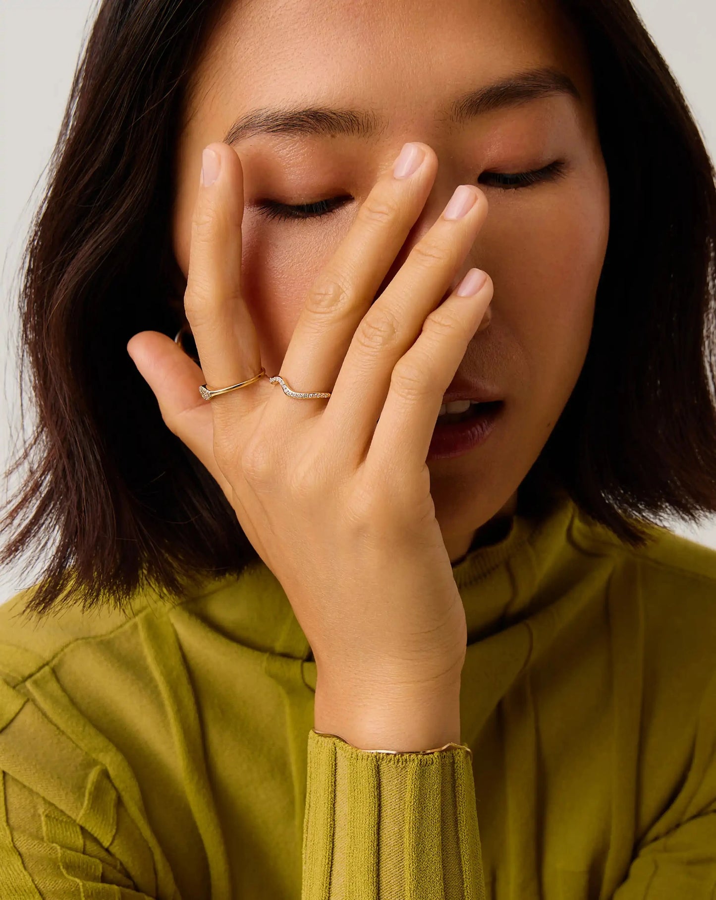 Molten Snow Fine Diamond Stacking Ring | 14k Solid Gold/Diamond Rings Missoma 