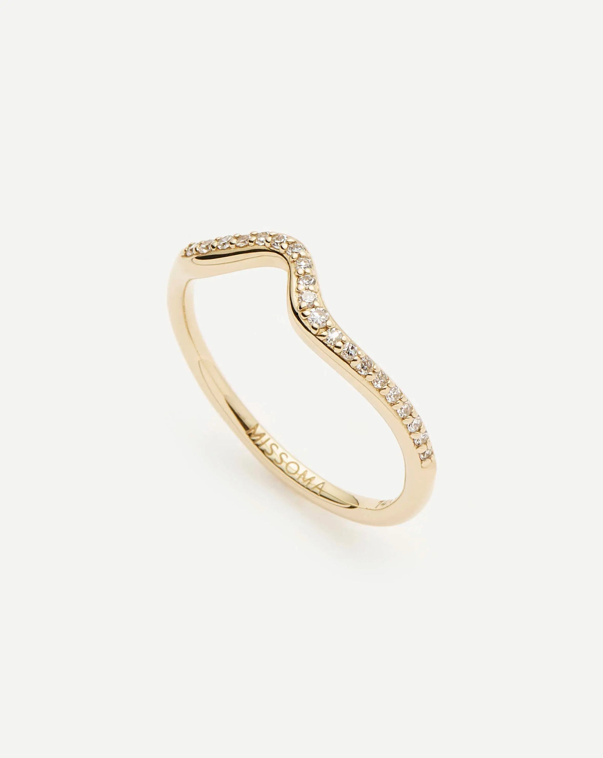 Molten Snow Fine Diamond Stacking Ring | 14k Solid Gold/Diamond Rings Missoma 