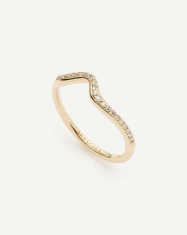 Molten Snow Solid Gold Diamond Stacking Ring | 14k Solid Gold/Diamond