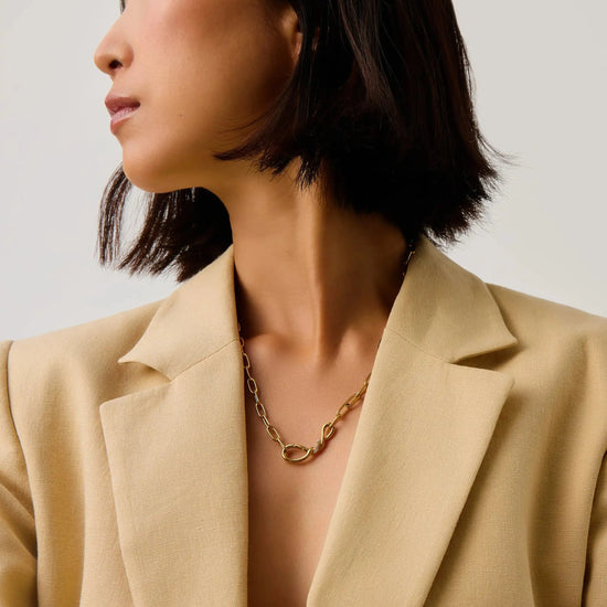 Molten Snow Paperclip Chain Necklace | 18k Gold Plated/Cubic Zirconia Necklaces Missoma 