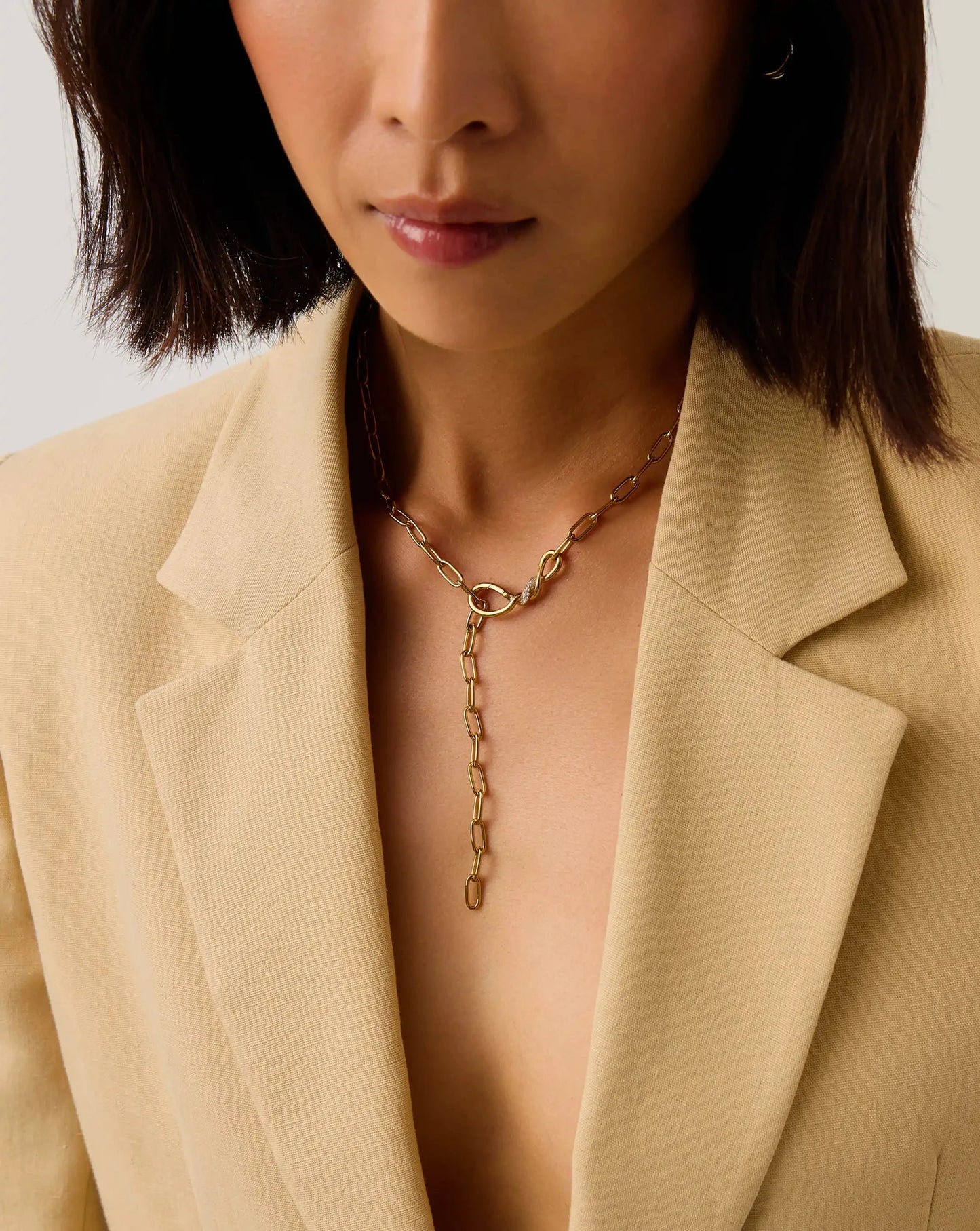 Molten Snow Paperclip Chain Necklace | 18k Gold Plated/Cubic Zirconia Necklaces Missoma 
