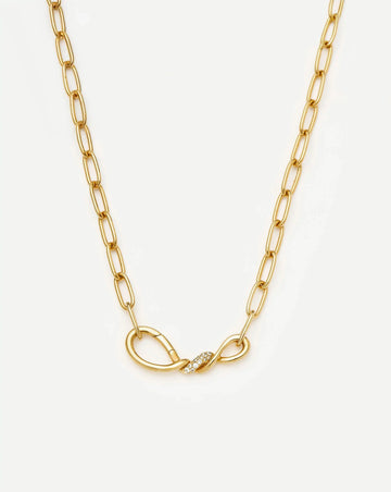 Molten Snow Paperclip Chain Necklace | 18k Gold Plated/Cubic Zirconia Necklaces Missoma 