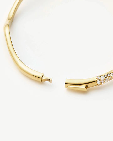Molten Snow Ripple Hinged Bangle | 18k Gold Plated/Cubic Zirconia Bracelets Missoma 