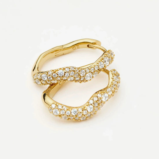 Molten Snow Small Hoop Earrings | 18k Gold Vermeil/Cubic Zirconia Earrings Missoma 