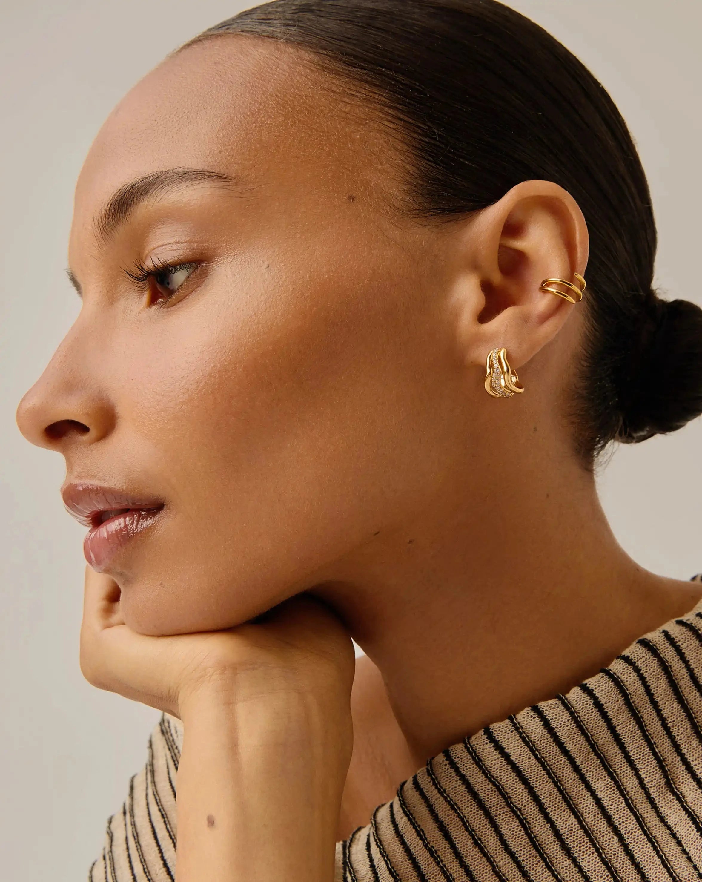 Molten Snow Small Hoop Earrings | 18k Gold Vermeil/Cubic Zirconia Earrings Missoma 