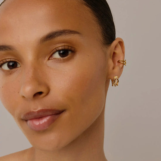 Molten Snow Small Hoop Earrings | 18k Gold Vermeil/Cubic Zirconia Earrings Missoma 
