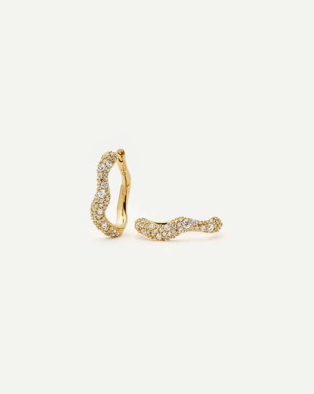 Molten Snow Small Hoop Earrings | 18k Gold Vermeil/Cubic Zirconia