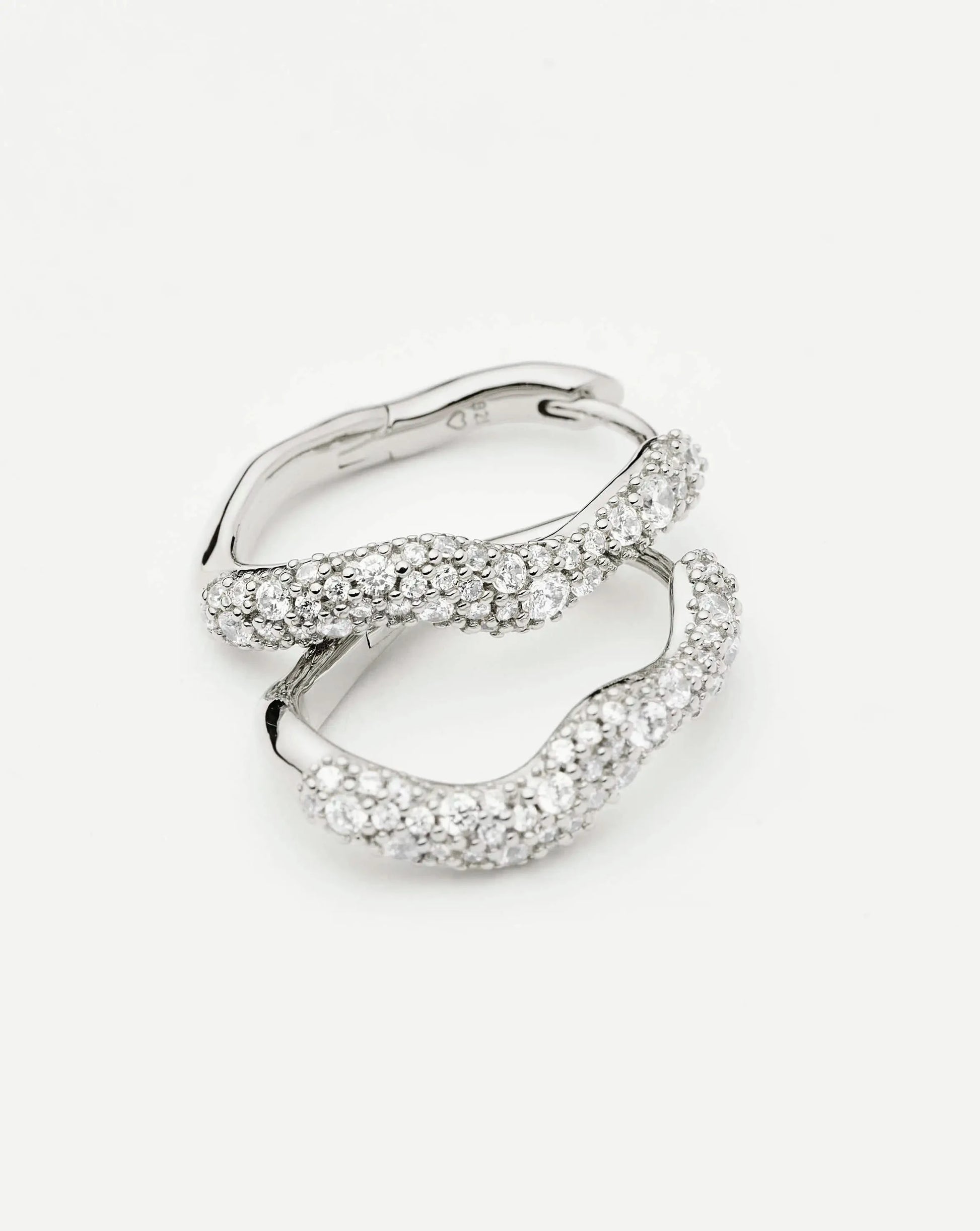 Molten Snow Small Hoop Earrings | Sterling Silver/Cubic Zirconia Earrings Missoma 