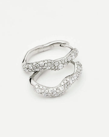 Molten Snow Small Hoop Earrings | Sterling Silver/Cubic Zirconia Earrings Missoma 