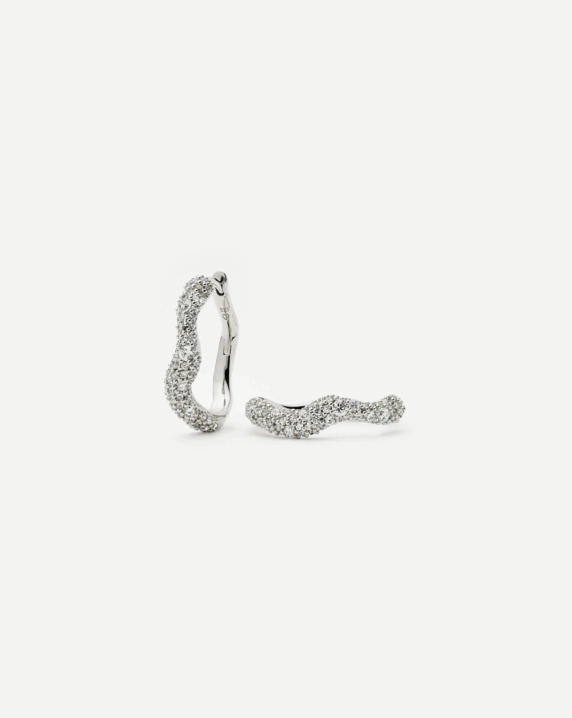 Molten Snow Small Hoop Earrings | Sterling Silver/Cubic Zirconia Earrings Missoma 