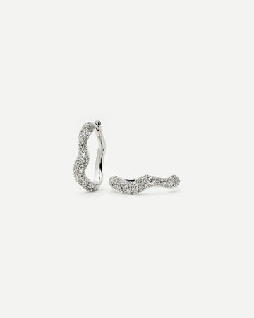 Molten Snow Small Hoop Earrings | Sterling Silver/Cubic Zirconia Earrings Missoma 