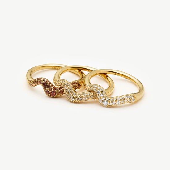 Molten Snow Stacking Ring Set | 18k Gold Vermeil/Cubic Zirconia Rings Missoma 