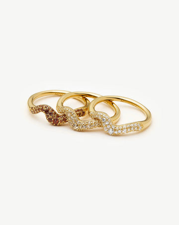Molten Snow Stacking Ring Set | 18k Gold Vermeil/Cubic Zirconia Rings Missoma 