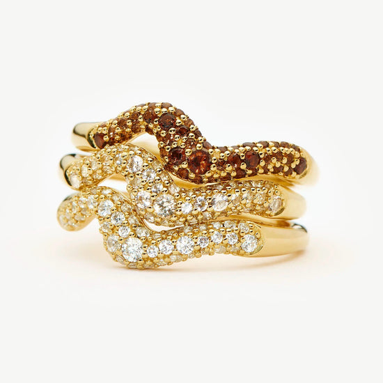 Molten Snow Stacking Ring Set | 18k Gold Vermeil/Cubic Zirconia Rings Missoma 