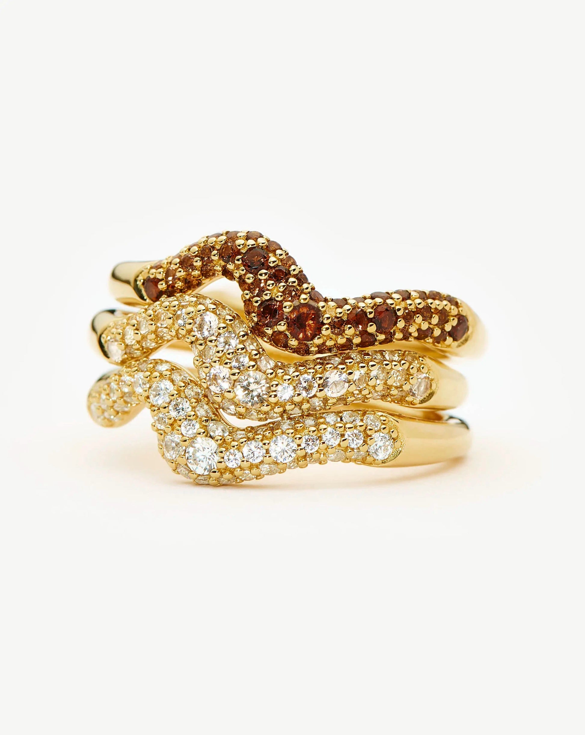 Molten Snow Stacking Ring Set | 18k Gold Vermeil/Cubic Zirconia Rings Missoma 