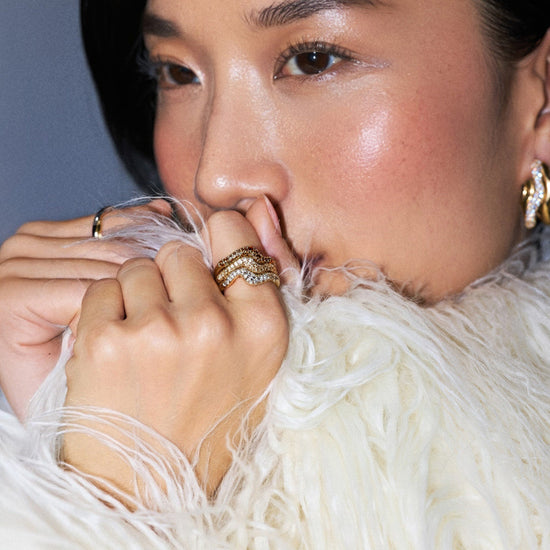 Molten Snow Stacking Ring Set | 18k Gold Vermeil/Cubic Zirconia Rings Missoma 