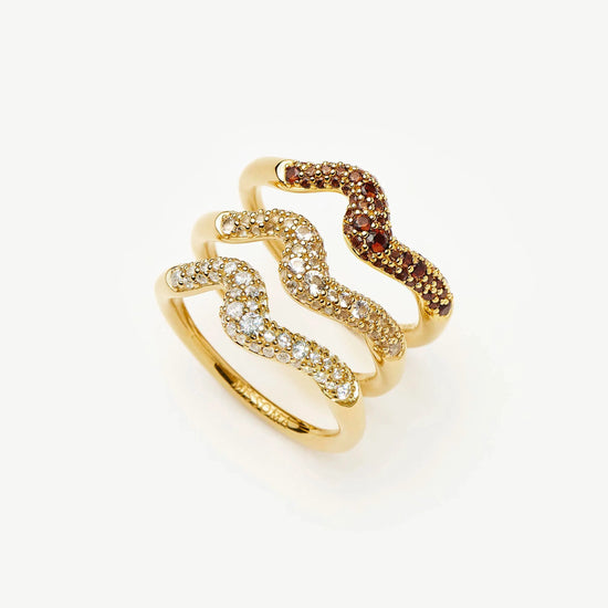Molten Snow Stacking Ring Set | 18k Gold Vermeil/Cubic Zirconia Rings Missoma 