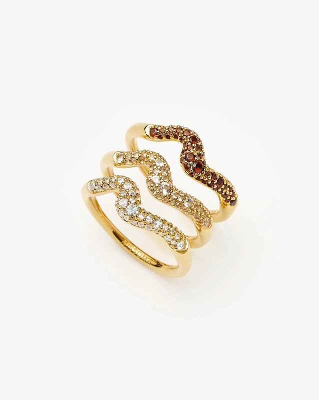 Molten Snow Stacking Ring Set | 18k Gold Vermeil/Cubic Zirconia