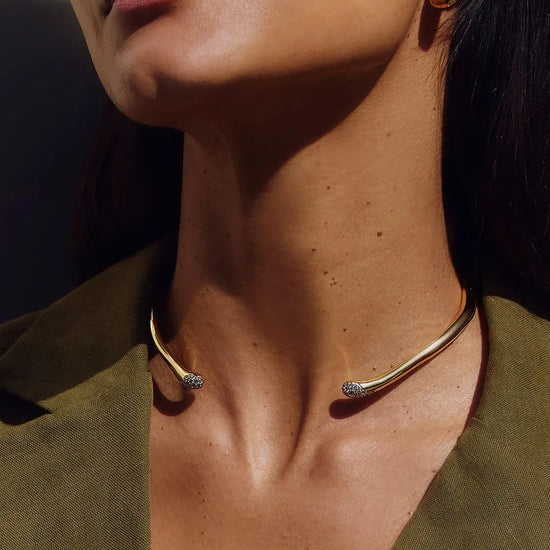 Molten Snow Torque Statement Necklace | 18k Gold Plated/Cubic Zirconia Necklaces Missoma 