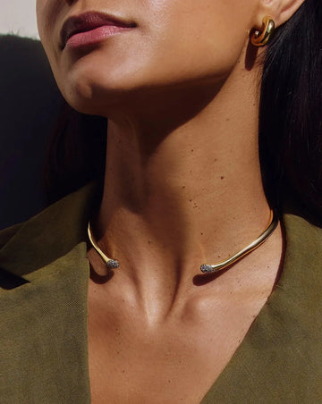 Molten Snow Torque Statement Necklace | 18k Gold Plated/Cubic Zirconia Necklaces Missoma 