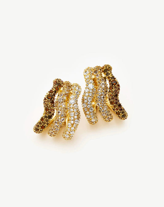 Molten Snow Triple Pavé Small Hoop Earrings | 18k Gold Plated/Cubic Zirconia Earrings Missoma 