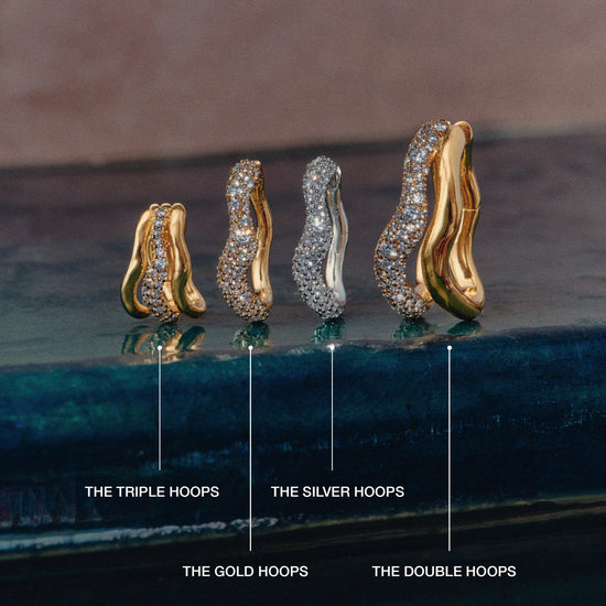 Molten Snow Triple Small Hoop Earrings | 18k Gold Plated/Cubic Zirconia Earrings Missoma 