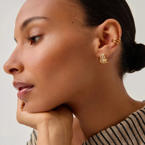 Molten Snow Triple Small Hoop Earrings | 18k Gold Plated/Cubic Zirconia Earrings Missoma 