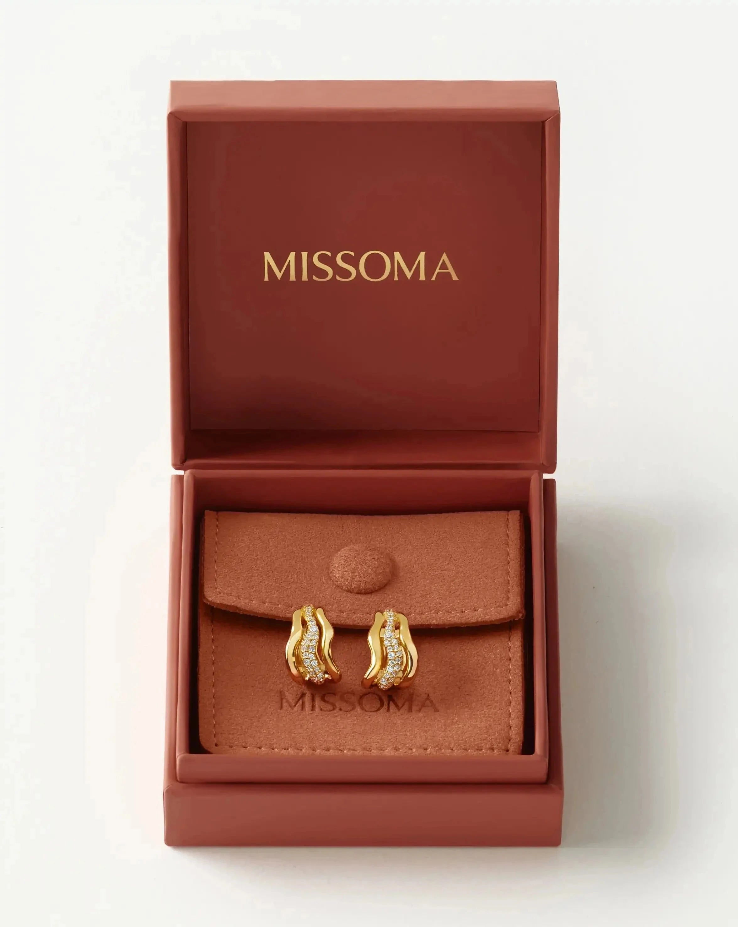 Molten Snow Triple Small Hoop Earrings | 18k Gold Plated/Cubic Zirconia Earrings Missoma 