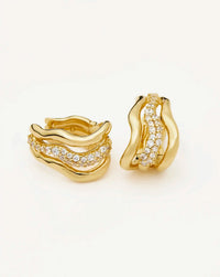 Molten Snow Triple Small Hoop Earrings | 18k Gold Plated/Cubic Zirconia Earrings Missoma 