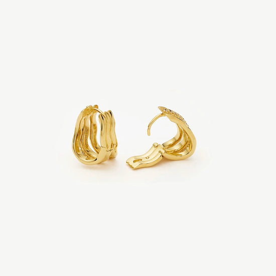 Molten Snow Triple Small Hoop Earrings | 18k Gold Plated/Cubic Zirconia Earrings Missoma 