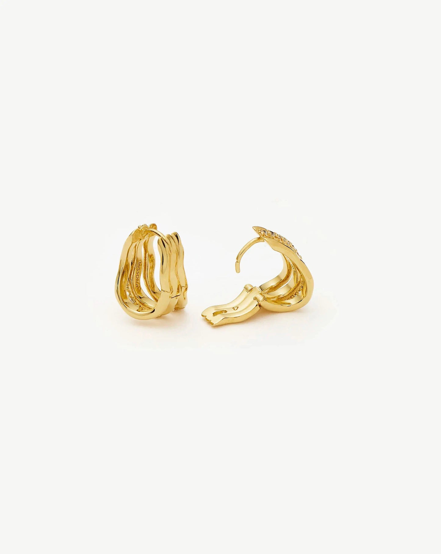 Molten Snow Triple Small Hoop Earrings | 18k Gold Plated/Cubic Zirconia Earrings Missoma 