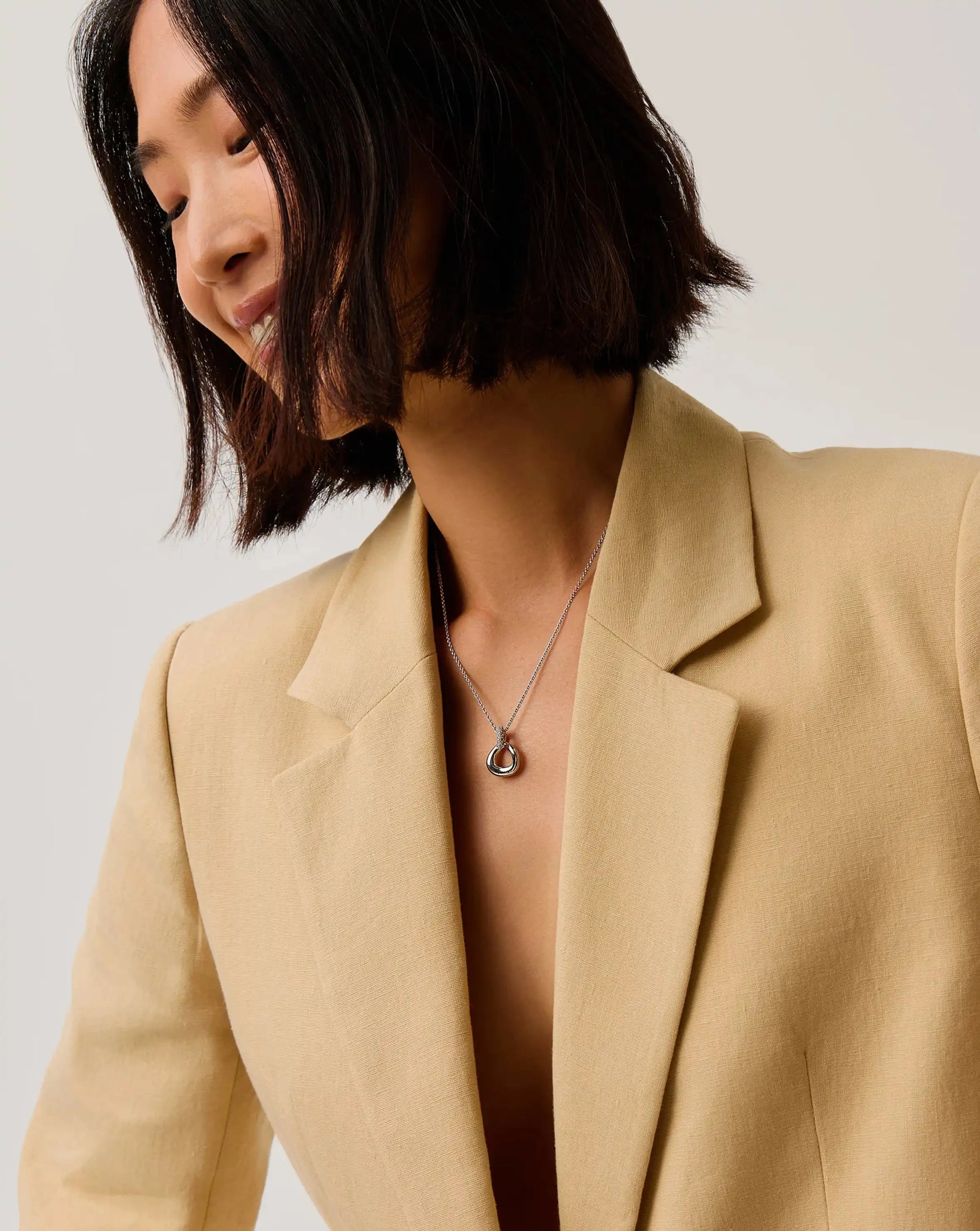 Molten Snow Twisted Pendant Necklace | Silver Plated/Cubic Zirconia Necklaces Missoma 