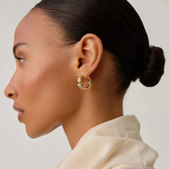 Molten Snow Twisted Small Hoop Earrings | 18k Gold Plated/Cubic Zirconia Earrings Missoma 