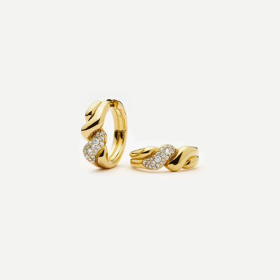 Molten Snow Twisted Small Hoop Earrings | 18k Gold Plated/Cubic Zirconia Earrings Missoma 
