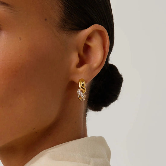 Molten Snow Twisted Small Hoop Earrings | 18k Gold Plated/Cubic Zirconia Earrings Missoma 