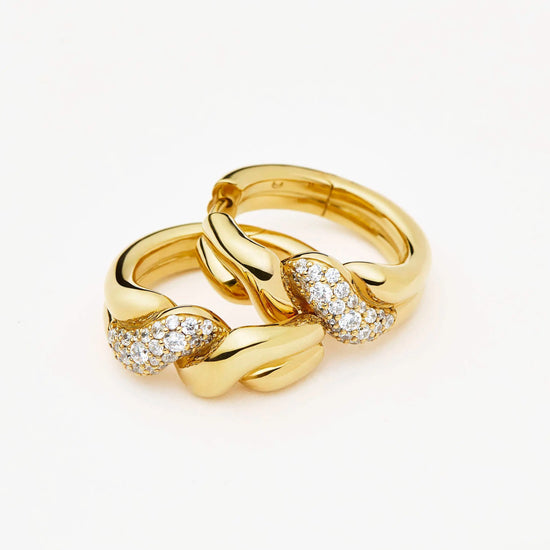 Molten Snow Twisted Small Hoop Earrings | 18k Gold Plated/Cubic Zirconia Earrings Missoma 