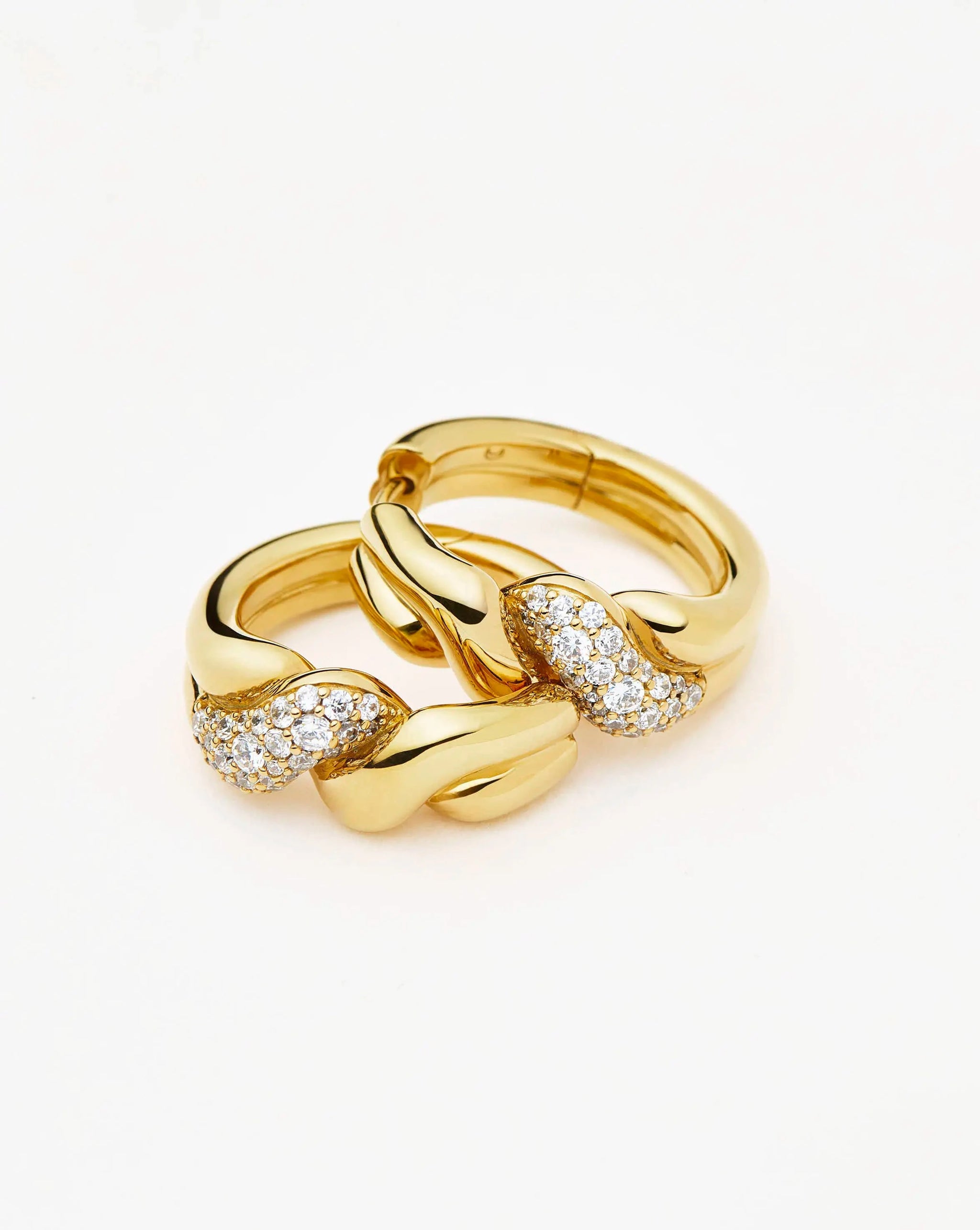 Molten Snow Twisted Small Hoop Earrings | 18k Gold Plated/Cubic Zirconia Earrings Missoma 