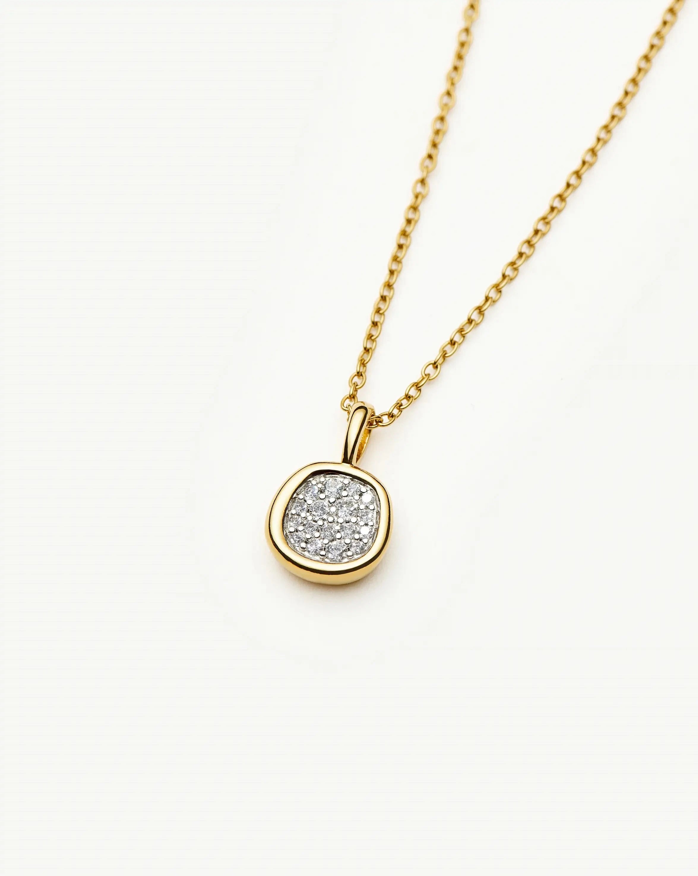 Molten Soft Square Pavé Pendant Necklace | 18k Gold Plated/Cubic Zirconia Necklaces Missoma 