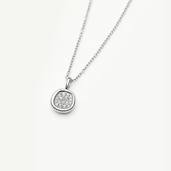Molten Soft Square Pavé Pendant Necklace | Silver Plated/Cubic Zirconia Necklaces Missoma 