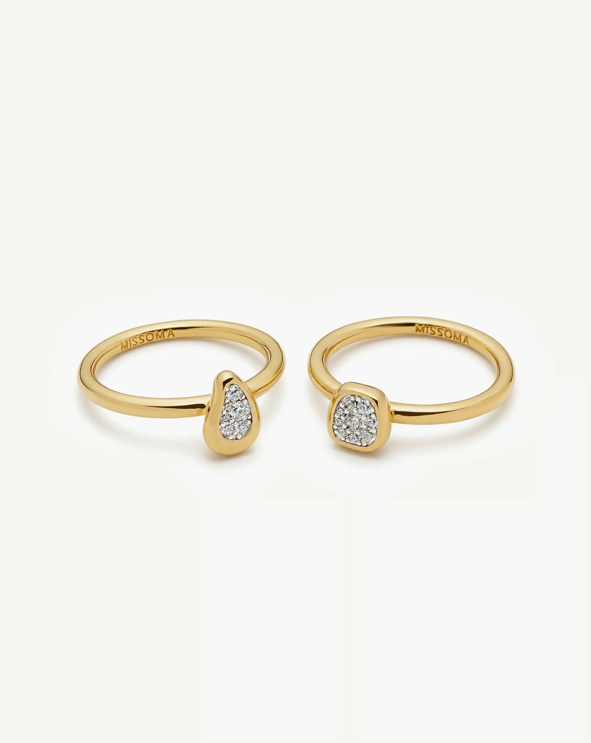 Molten Soft Square Pavé Ring | 18k Gold Plated/Cubic Zirconia Rings Missoma 