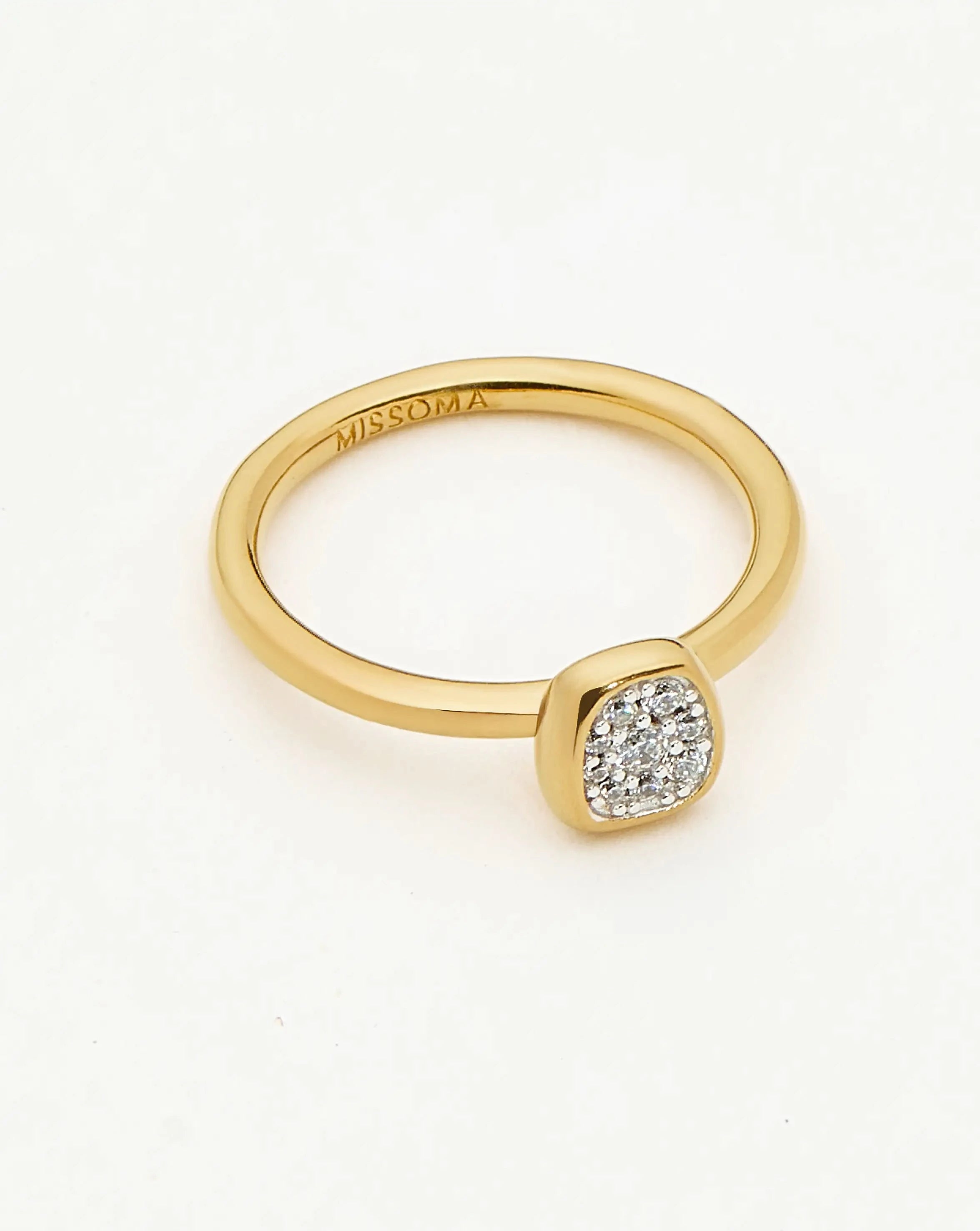 Molten Soft Square Pavé Ring | 18k Gold Plated/Cubic Zirconia Rings Missoma 