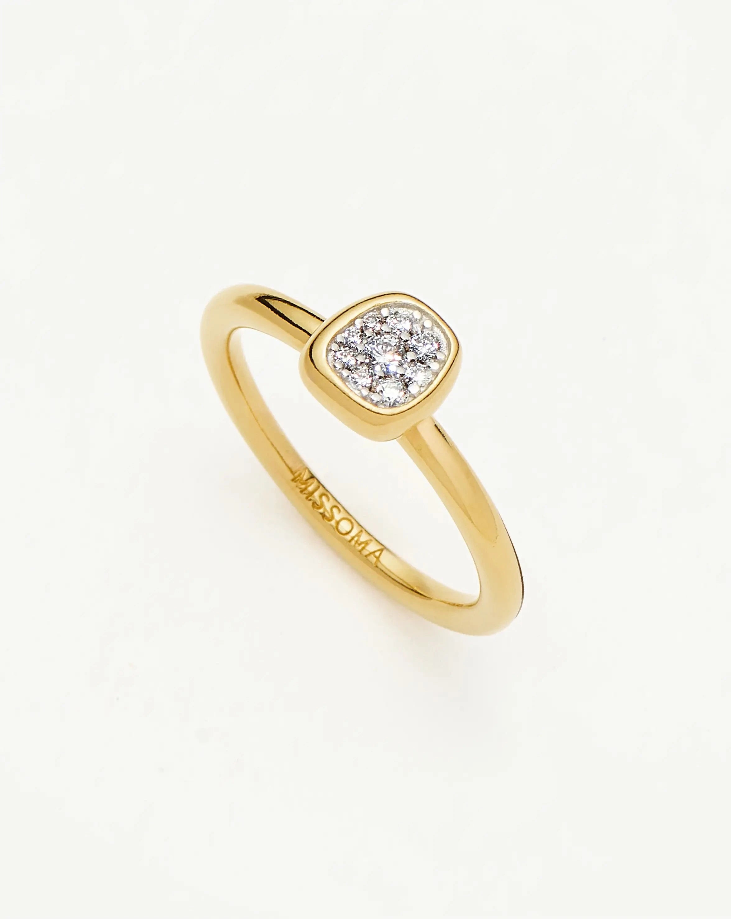Molten Soft Square Pavé Ring | 18k Gold Plated/Cubic Zirconia Rings Missoma 