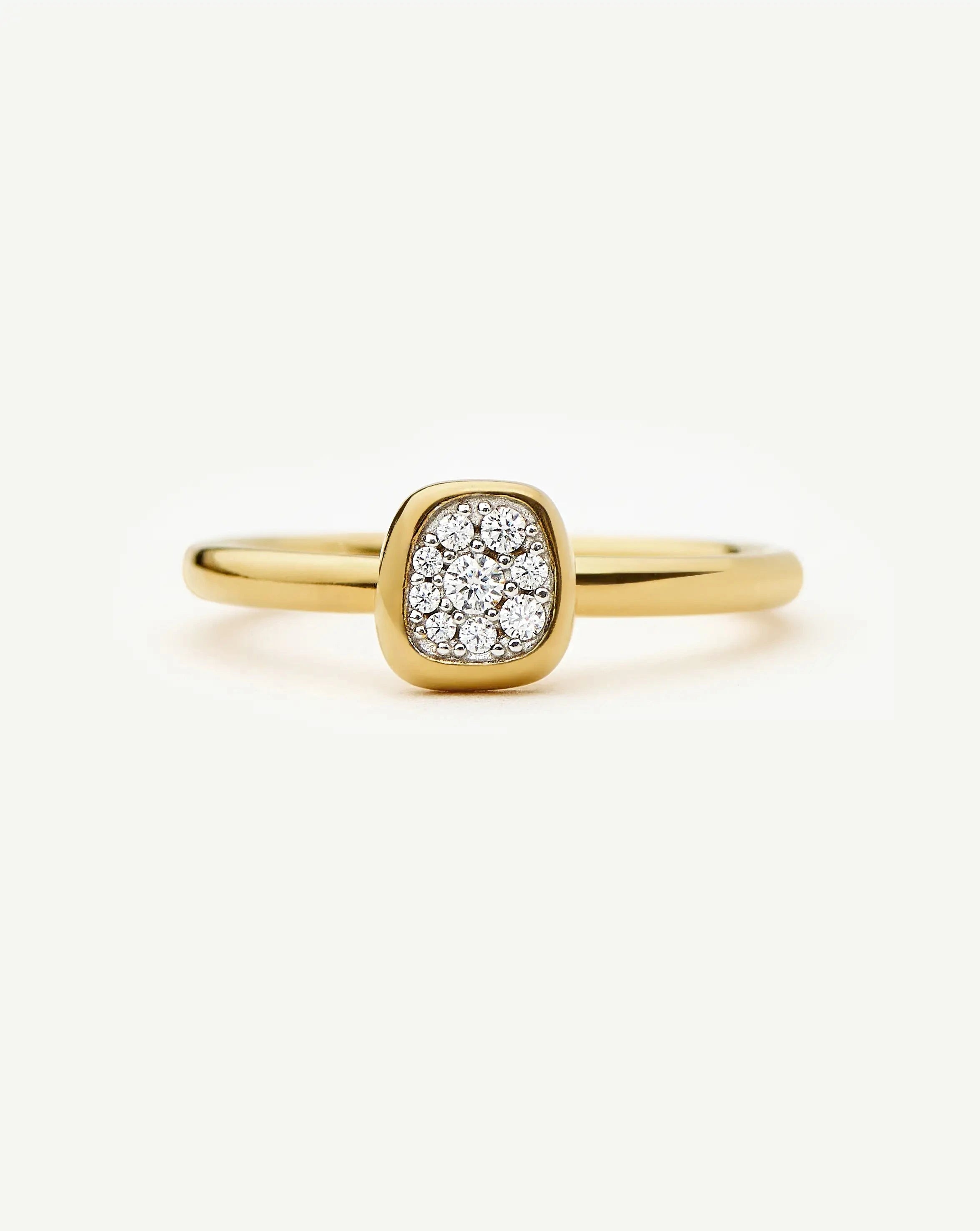 Molten Soft Square Pavé Ring | 18k Gold Plated/Cubic Zirconia Rings Missoma 