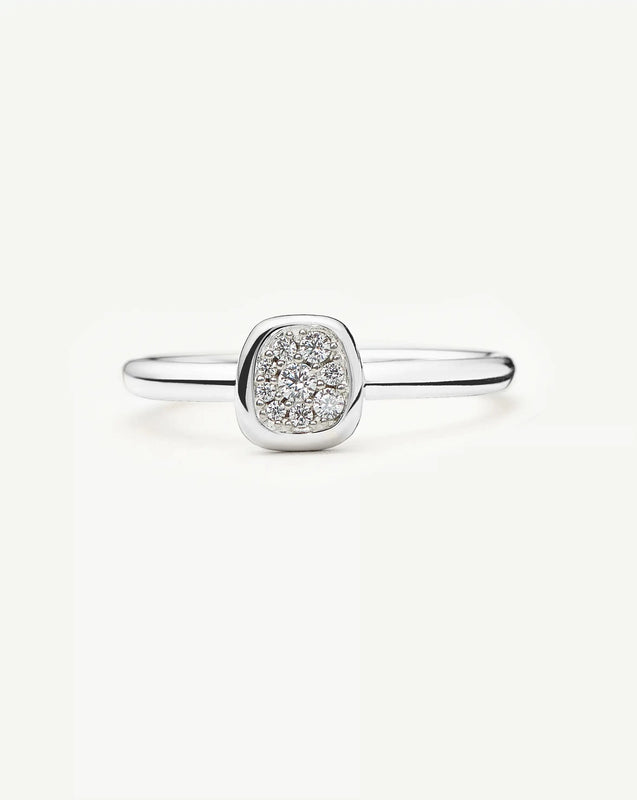 Molten Soft Square Pavé Ring
 | Silver Plated/Cubic Zirconia