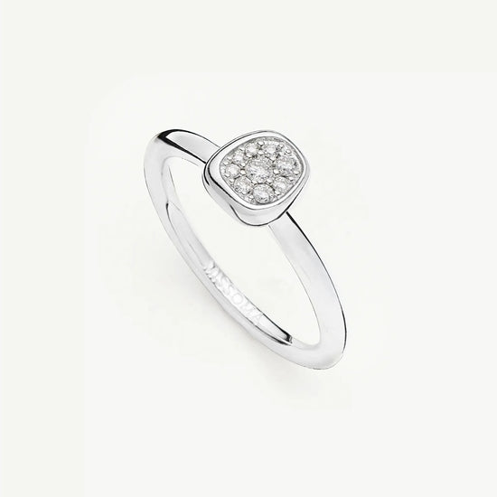 Molten Soft Square Pavé Ring | Silver Plated/Cubic Zirconia Rings Missoma 