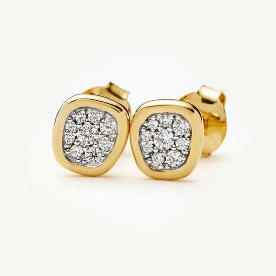 Molten Soft Square Pavé Stud Earrings | 18k Gold Plated/Cubic Zirconia Earrings Missoma 