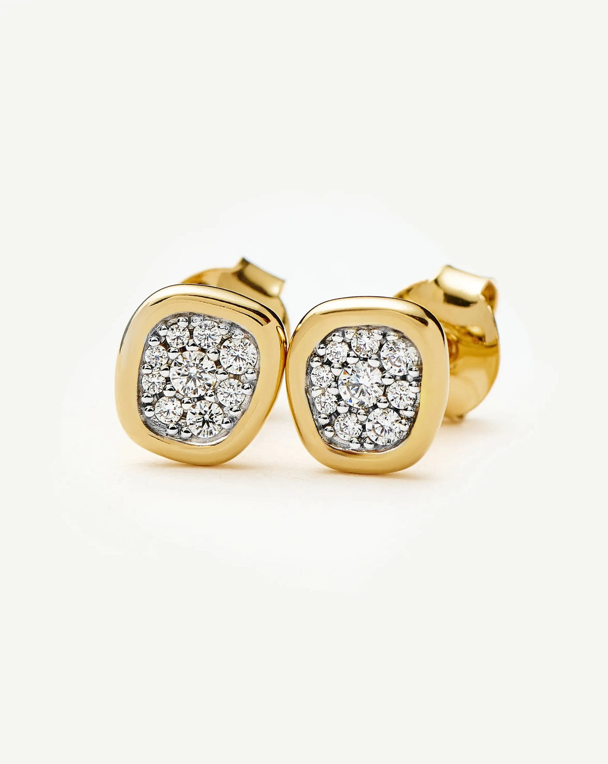 Molten Soft Square Pavé Stud Earrings | 18k Gold Plated/Cubic Zirconia Earrings Missoma 